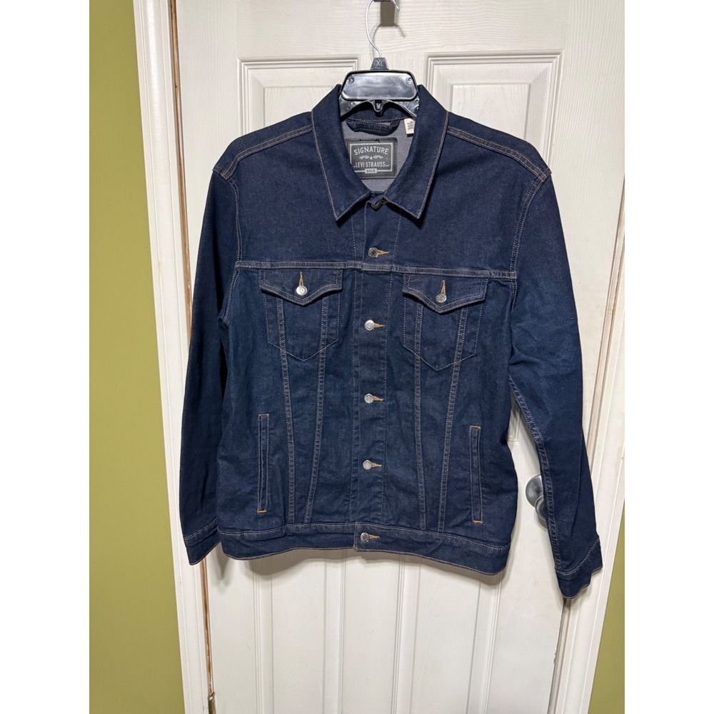 Signature Levi Strauss Gold Trucker Jacket Mens Large Dark Wash Denim
